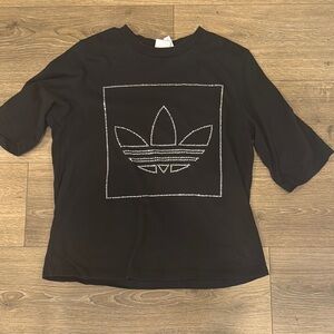 Adidas Black T-Shirt with Rhinestone Logo